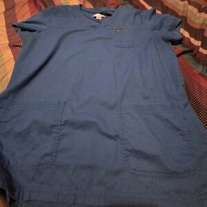 Koi Navy Blue Medical Scrub Top with Chest Pocket. Large
